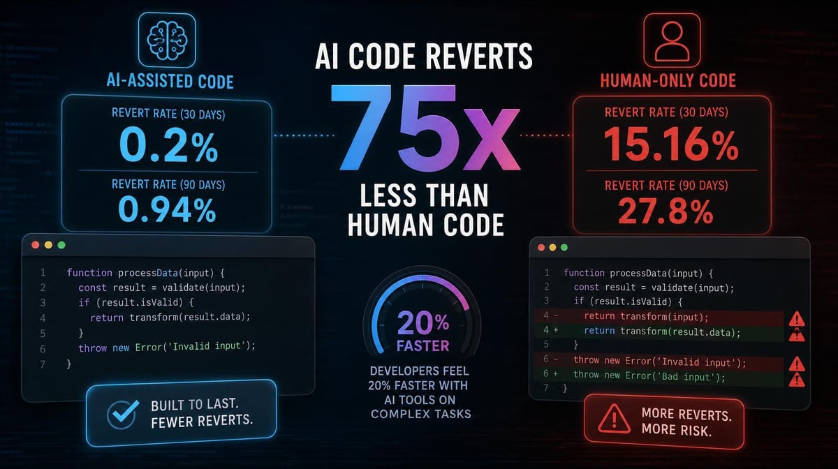 AI-Assisted Code Had a 0.2% Revert Rate. Human-Only Code Hit 15.16%.