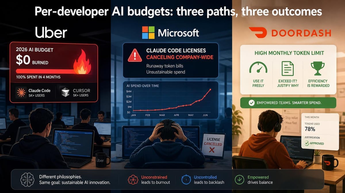 Per-Developer AI Budgets: What Uber, Microsoft and DoorDash’s Playbooks Actually Reveal