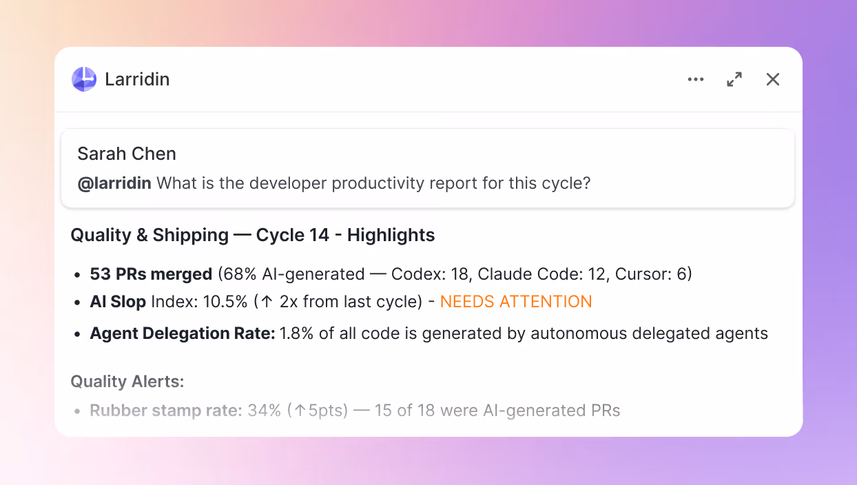 Larridin developer productivity insights inside Linear